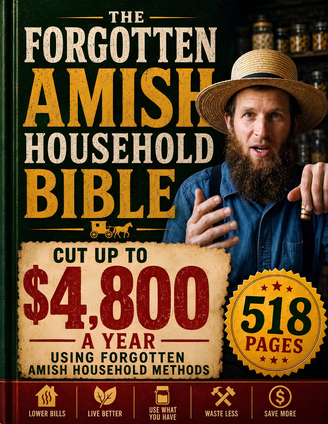 The Forgotten Amish Household Bible — hardcover edition, 518 pages